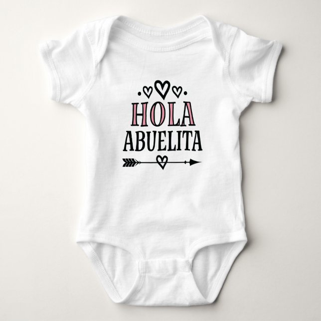 Hola Abuelita Baby Reveal Hello Grandma Baby Bodysuit (Front)