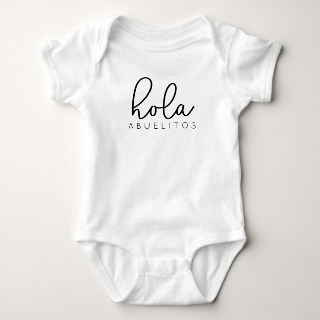 Hola Abuelitos Spanish Pregnancy Baby Announcement Bodysuit (Front)