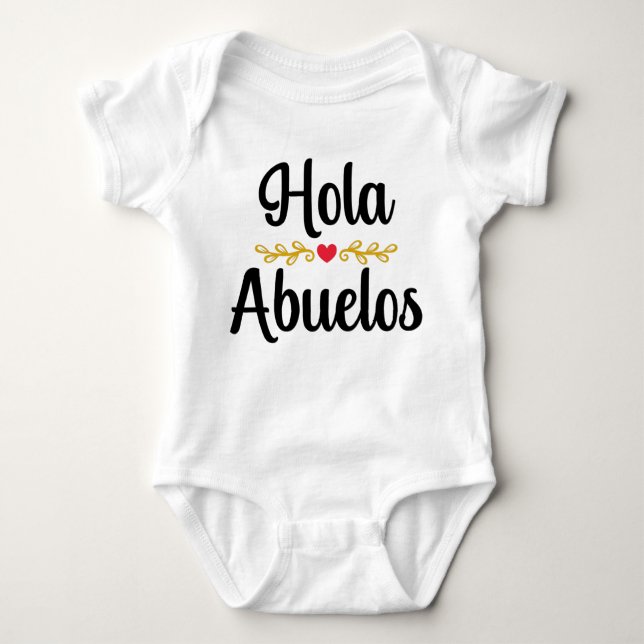 Hola Abuelos Spanish Pregnancy Announcement Baby Bodysuit (Front)