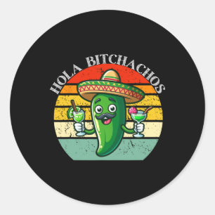 Hola Achos Funny Jalapeno Mexican Cinco De Mayo Me Classic Round Sticker