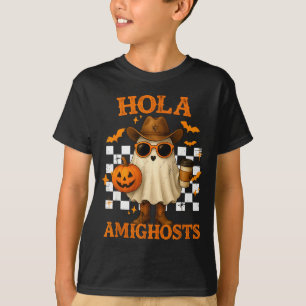 Hola Amighosts Funny Spanish Halloween Cowboy Ghos T-Shirt