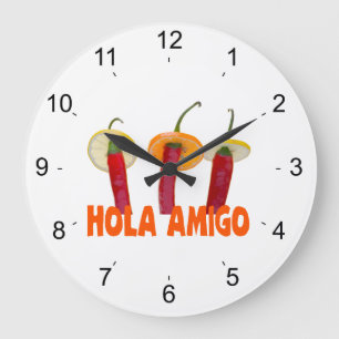 Hola Amigo Large Clock