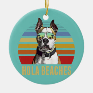 Hola Beaches American Staffordshire Terrier Dog Ceramic Ornament