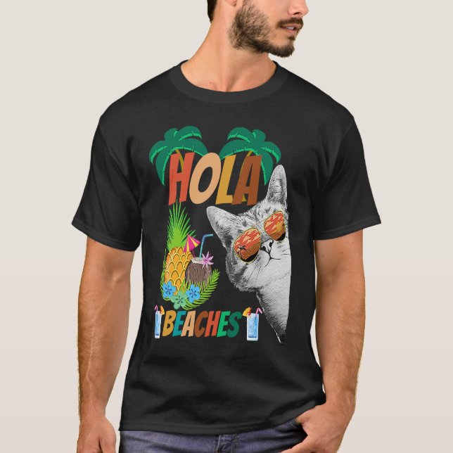 Hola Beaches Cat wearing Glasses for Man & Women F T-Shirt (Front)