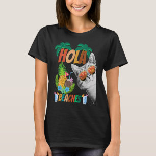Hola Beaches Cat wearing Glasses for Man & Women F T-Shirt
