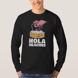 Hola Beaches  Summer Beach Flamingo Sunglasses T-Shirt