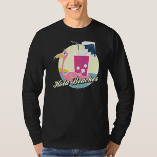 Hola Beaches  Summer Beach Flamingo Sunglasses T-Shirt