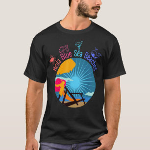 Hola Blue Sea Beaches In Sunset Twin Palm Tress 1 T-Shirt
