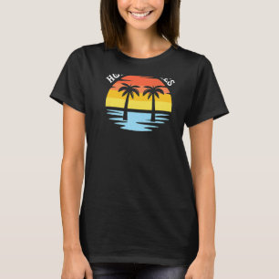 Hola Blue Sea Beaches In Sunset Twin Palm Tress T-Shirt