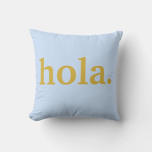 Hola Gold Script & Blue Cushion (Front)