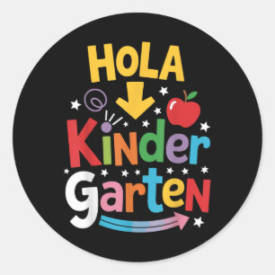 Hola Kindergarten Fun Back To School Design Classic Round Sticker