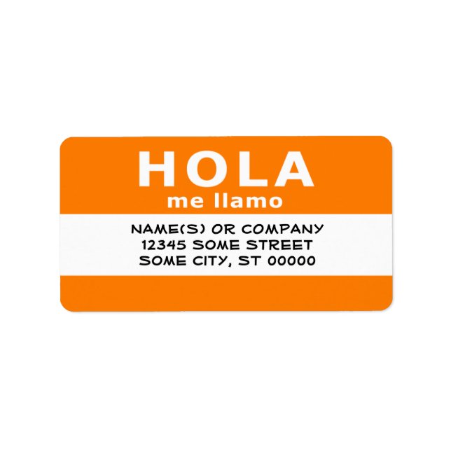 hola me llamo (orange) label (Front)
