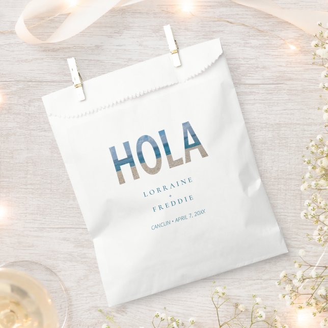 Hola Mexico Beach Tropical Destination Wedding Favour Bag (Clipped)