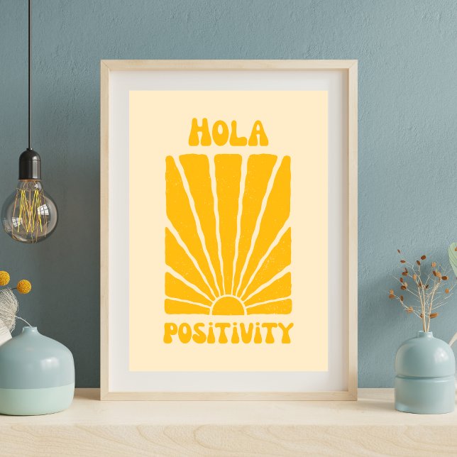 Hola Positivity – Retro Sunshine Motivational Post Poster (Creator Uploaded)