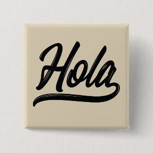 Hola Script (Black) 15 Cm Square Badge