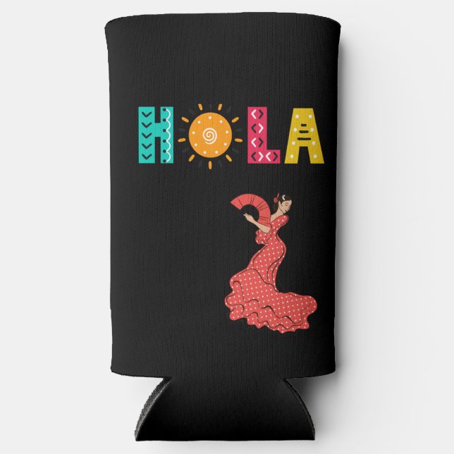 Hola! Spanish theme/senorita/editable name Seltzer Can Cooler (Front)