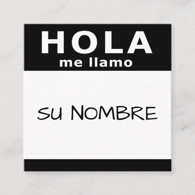 hola su nombre square business card (Front)
