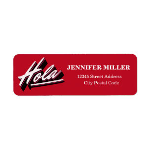 Hola text design return address label
