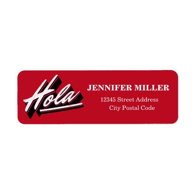 Hola text design return address label (Front)