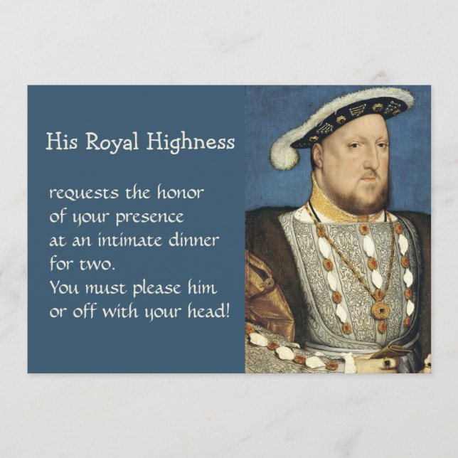 Holbein Portrait of Henry VIII King of England Menu (Front)