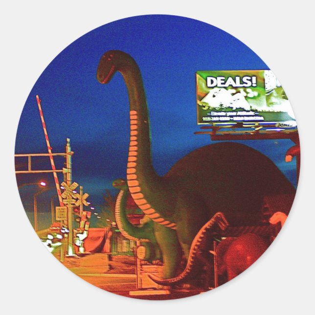 Holbrook Dinosaurs-Rte 66 Classic Round Sticker (Front)