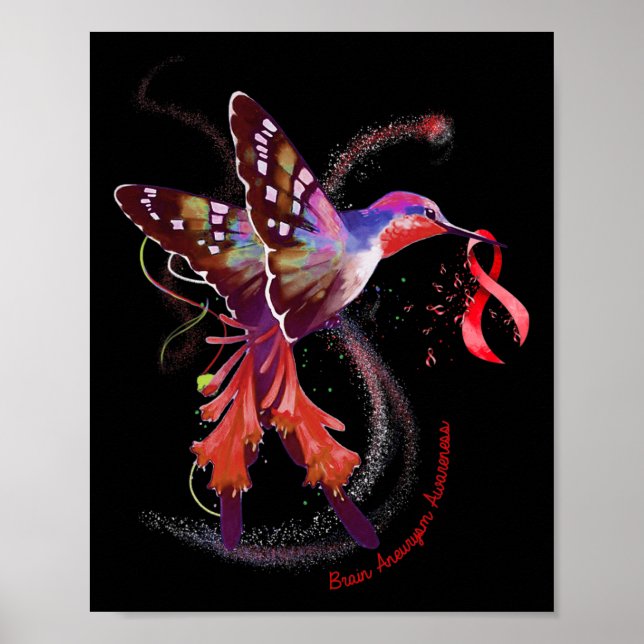 Hold Burgundy Ribbon Brain Aneurysm Awareness  Poster (Front)