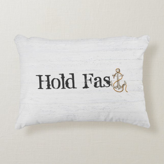 Hold Fast Anchor On Wood Decorative Cushion (Front)