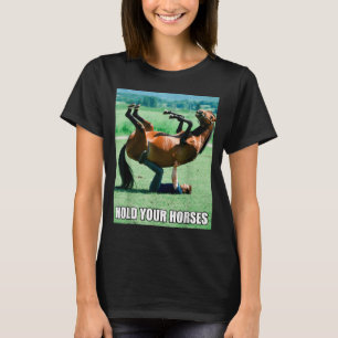 Hold Horses Hilarious Sarcastic Brainrot Funny T-Shirt