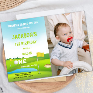 Hold in one Golf Birthday Invitations with photo