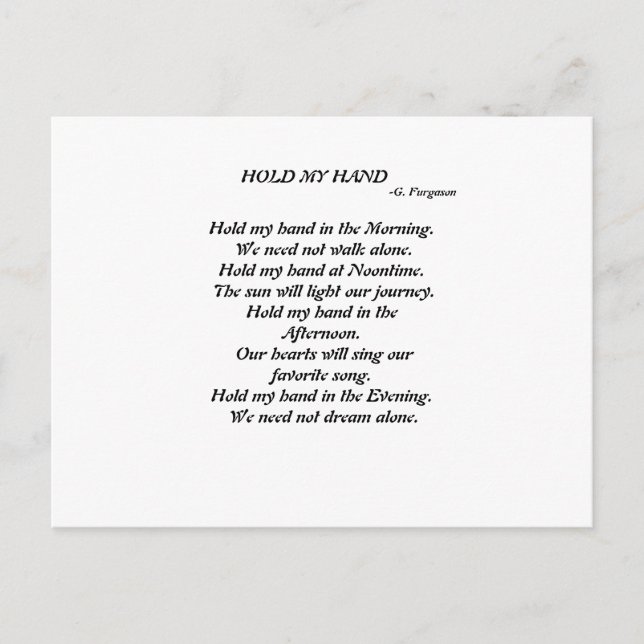HOLD MY HAND Postcard (Front)