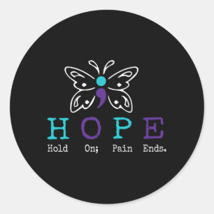 Hold On Hope Semicolon Gift Suicide Prevention Classic Round Sticker
