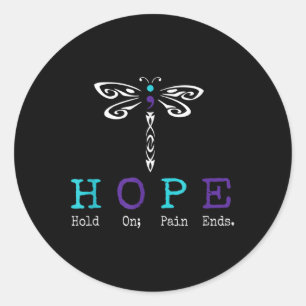 Hold On Hope Semicolon Suicide Prevention Awarenes Classic Round Sticker