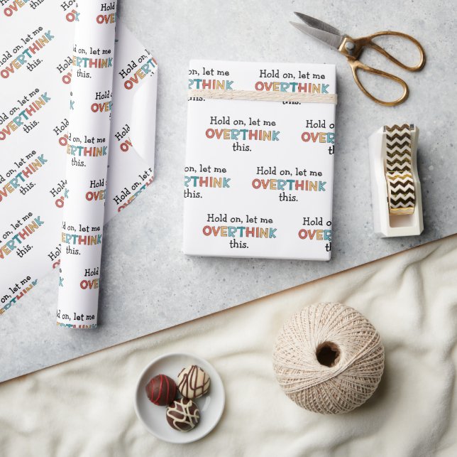 Hold On Let Me Overthink This Funny Retro Wrapping Paper (Crafts)