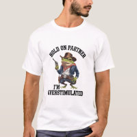 Hold On Partner I'm Overstimulated Cowboy Frog 