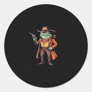 Hold On Partner Im Overstimulated Frog Cowboy Humo Classic Round Sticker