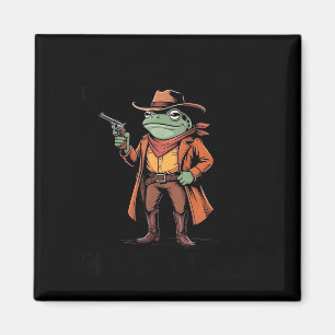 Hold On Partner Im Overstimulated Frog Cowboy Humo Magnet