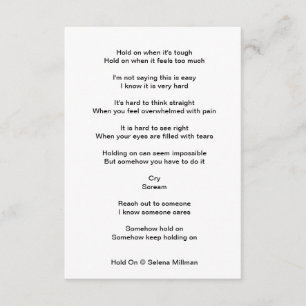 "Hold On" Poem Enclosure Card