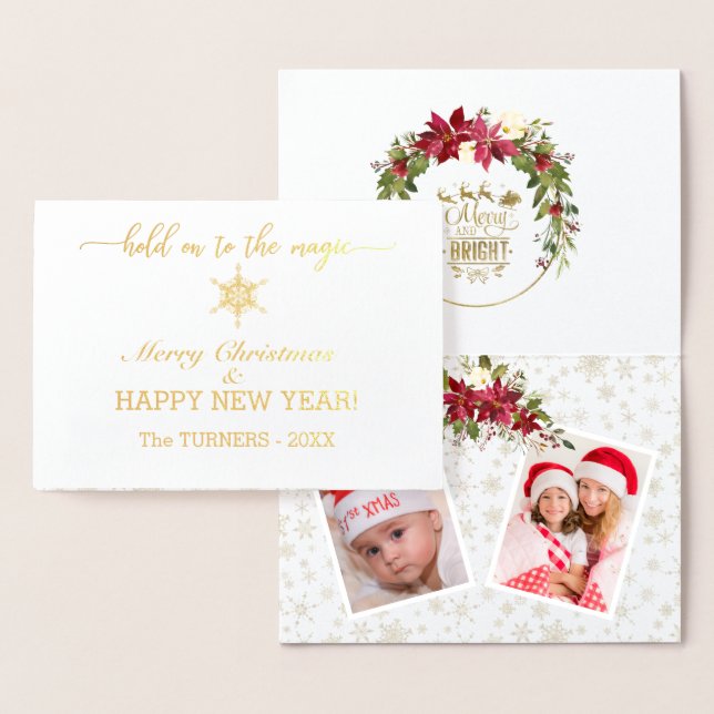 Hold On To The Magic Merry Christmas Photo Collage Foil Card (Display)