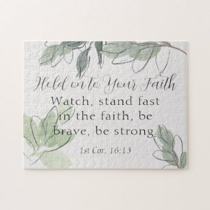 Hold on to Your Faith Quote and Bible Verse Jigsaw Puzzle