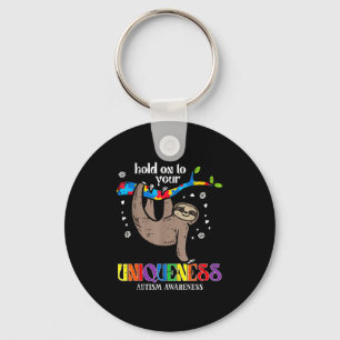 Hold On Uniqueness Autism Sloth Awareness Asd Men Key Ring