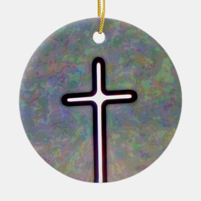 Hold the Light Inside Cross Ceramic Ornament (Front)