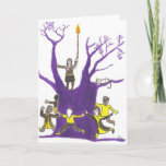 Hold the light up for Hannuka Holiday Card<br><div class="desc">dancing around the tree.Girl on top holding a light</div>