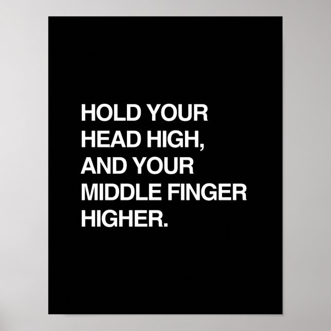 HOLD YOUR HEAD HIGH AND YOUR MIDDLE FINGER HIGHER. POSTER (Front)
