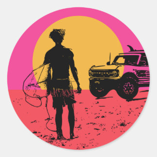 Hold Your Horses Surfer Round Classic Round Sticker