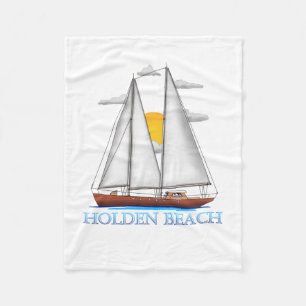 Holden Beach Coastal Nautical Sailing Sailor Fleece Blanket