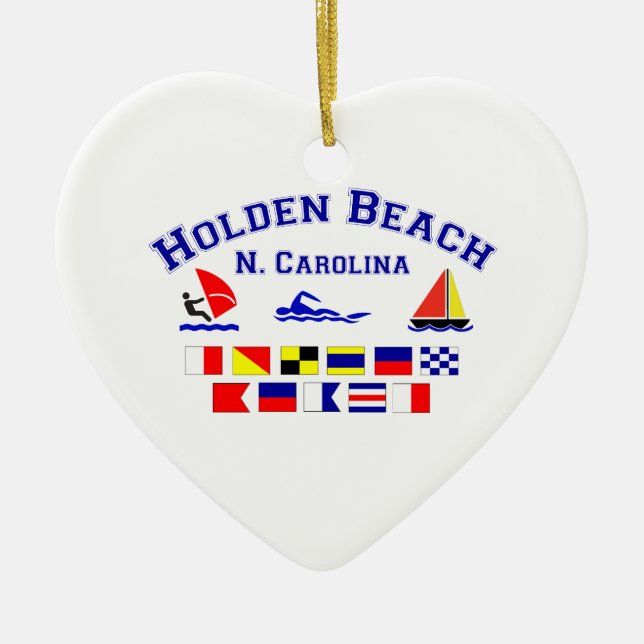 Holden Beach Nc Signal Flags Ceramic Ornament (Front)