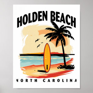 Holden Beach North Carolina Surfboard Surfing Men Poster