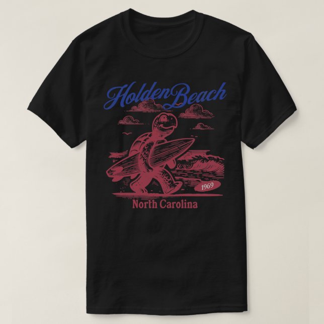 Holden Beach North olina Surfing Sea Turtle T-Shirt (Design Front)