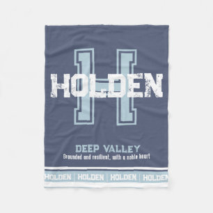 Holden name meaning sports monogram blue white fleece blanket