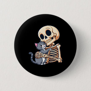 Holding A Cat Cute Halloween Costume Skull Cat 6 Cm Round Badge